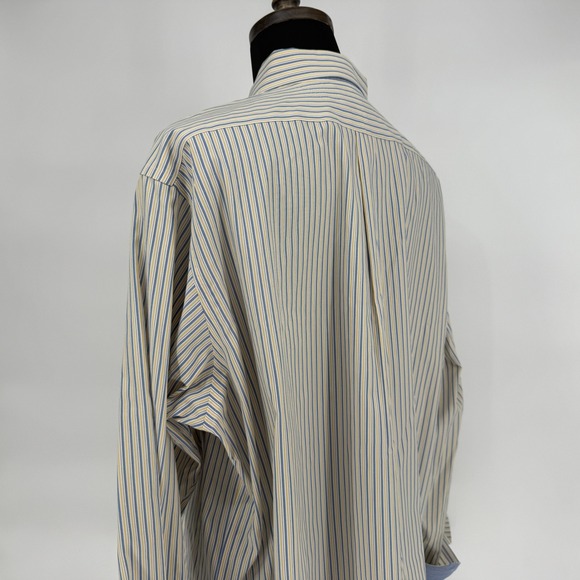 Paul Fredrick Mens 19-37 Long Sleeve Button Down Striped Shirt Flip Cuff - Picture 5 of 7
